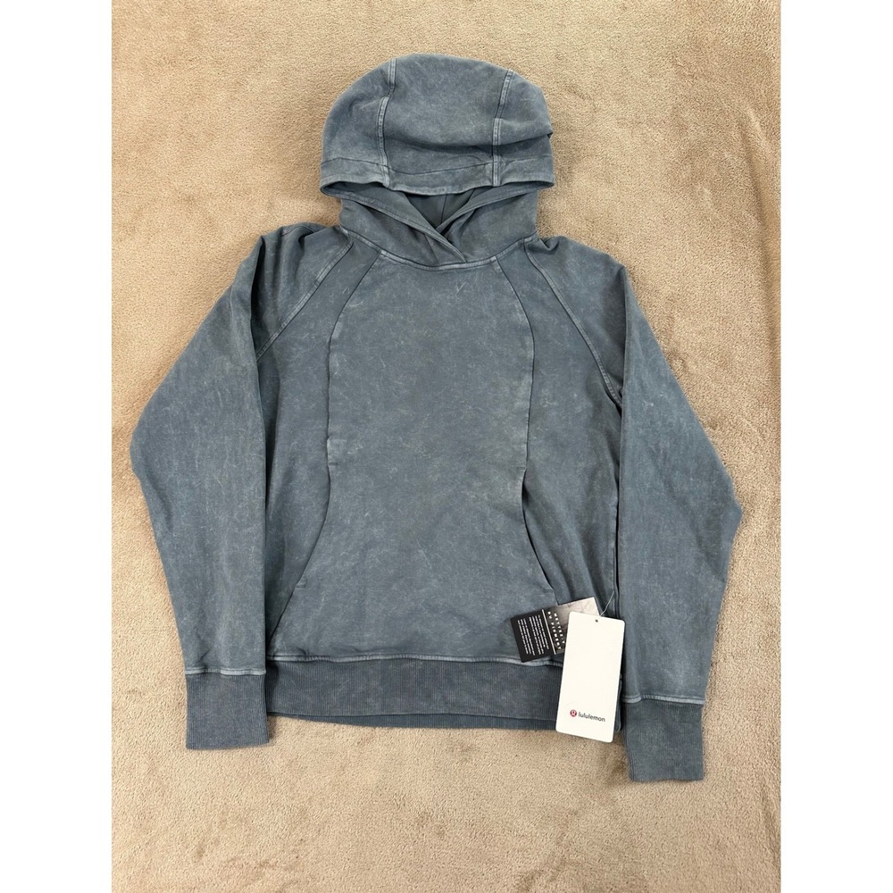 Lululemon Scuba Pullover Hoodie Womens 6 Washed Blue Charcoal Pigment Dye NEW